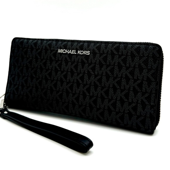 Michael Kors Large Continental Wallet Black Signature - Picture 1 of 9